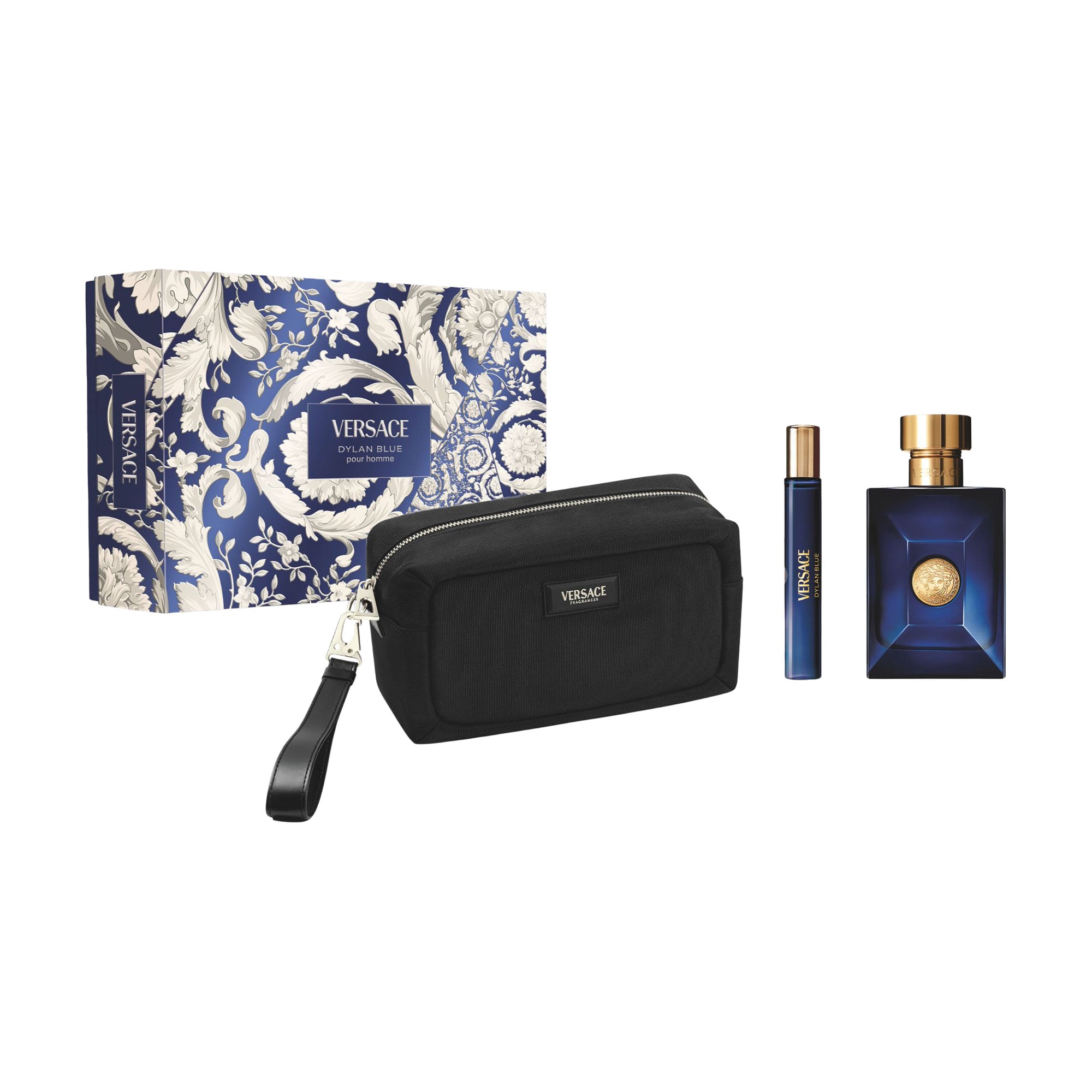 Парфумований набір чоловічий Versace Dylan Blue Pour Homme Set (туалетна вода, 100 мл + туалетна вода, 10 мл + косметичка)