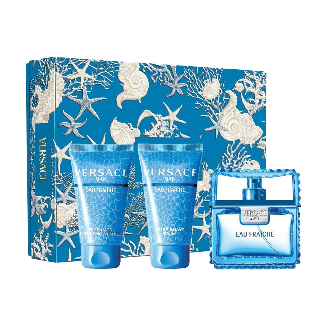 Парфумований набір чоловічий Versace Eau Fraiche Set (туалетна вода, 50 мл + бальзам після гоління, 50 мл + гель для душу, 50 мл)