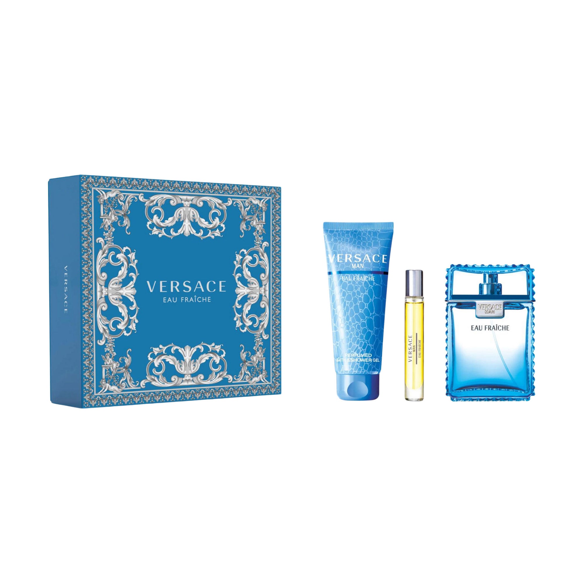 Парфумований набір чоловічий Versace Eau Fraiche (туалетна вода, 100 мл + туалетна вода, 10 мл + гель для душу, 150 мл)